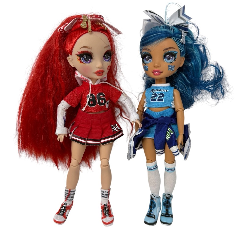Rainbow High Cheer Ruby Anderson & Skyler Bradshaw lot of 2 Cheerleader Dolls
